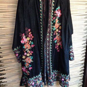 Embroidered Kimono Style Black Jacket